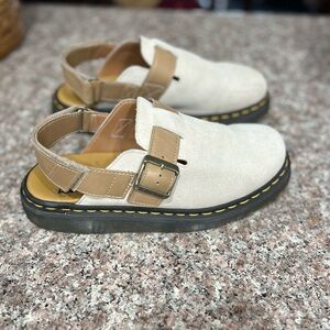 Dr. Martens Beige and Tan Sling Back Clogs